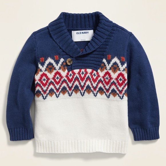 Old Navy shaw collar fair isle pullover sweater - Picture 1 of 1
